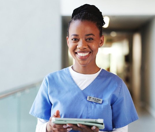 Smiling healthcare worker